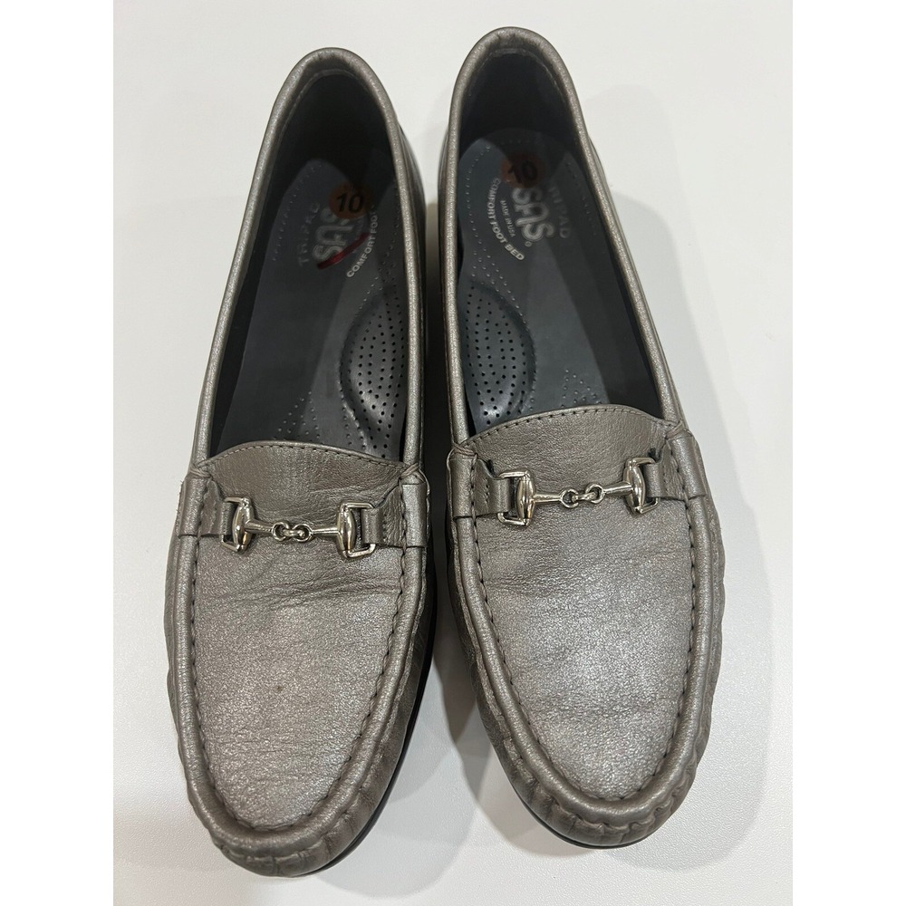SAS Tripad Comfort Metro Pewter Metallic Slip On Loafer Horsebit  Sz 9.5 S